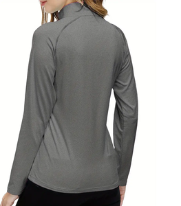 Camiseta holgada de manga larga para gimnasio, ropa deportiva OEM para mujer, de Fitness Tops, ropa informal activa, Jersey, sudadera con media cremallera para mujer - Product Image 6