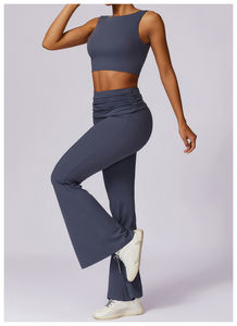 Logo Service Ensembles de yoga pour femmes pour vêtements de sport Ensemble de pantalons et de soutien-gorge évasés de yoga à séchage rapide pour femmes - Product Image 6