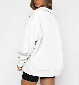 2025 nueva llegada tendencia cuello con cremallera de talla grande hombro caído mujeres sudaderas con capucha sin gorra Color sólido sudaderas con capucha Unisex - Product Image 2