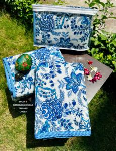 Juego de edredón Reversible con estampado de flores de algodón acolchado a mano de calidad Premium moderno par Mulmul hecho a mano-2 edredones individuales - Product Image 2