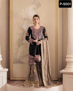 ชุดเดรสยาวผ้าฝ้ายอินเดียสำหรับผู้หญิง ชุดสวยงามสไตล์อินเดีย ชุดลำลองลายดอกไม้ ผ้าจอร์เจตต์เทียม ซัลวาร์ คามีซ - Product Image 4