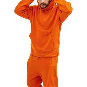 Survêtement personnalisé 380GSM en coton et polyester pour hommes, ensemble de jogging à capuche pull-over, tenue d'extérieur vert olive avec logo brodé - Product Image 1