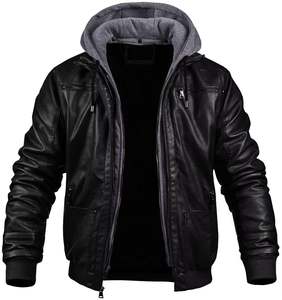 Veste de moto en similicuir vintage High Street pour hommes Manteau d'hiver chaud de haute qualité en toile noire - Product Image 1