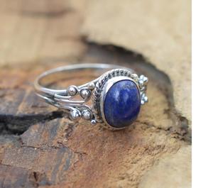 Blue <b>Lapis</b> <b>Lazuli</b> <b>Ring</b> 925 Sterling Silver Natural Gemstone Handmade Elegant Jewelry for Women - Product Image 4