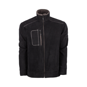 <b>Men's</b> Polar-Style <b>Jacket</b> 100% <b>Fleece</b> Pilling-Resistant 320 GSM <b>Black</b> Color - Product Image 1
