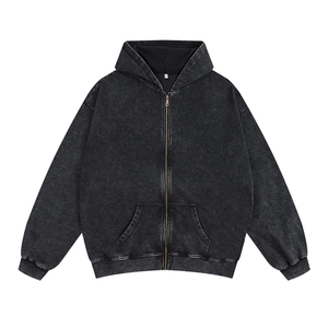 Sweat-shirts à capuche pour hommes en gros, lavage à l'acide, fermeture éclair, haute qualité, lourd, surdimensionné, style vintage, fermeture éclair, faible MOQ - Product Image 4