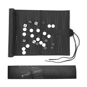 Planche de backgammon en cuir sur mesure avec incrustations en bois fin Ensemble de backgammon en cuir exclusif pour les fans d'échecs - Product Image 5