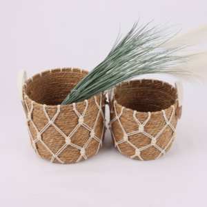 Panier de plantation en jacinthe d'eau tissé, décoration de maison écologique, fait à la main, réutilisable, intérieur/extérieur - Product Image 5