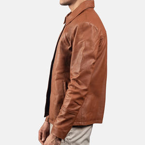 Veste en cuir de mouton de marque de Sialkot, Pakistan, avec col montant, logo frontal, style moto tendance pour adulte - Product Image 2
