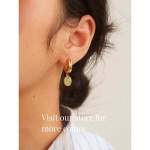 Orecchini Pendenti con Perle Autentiche e Occhio di Tigre, Anelli a Cerchio Dorati Inossidabili - Idea Regalo - Product Image 5