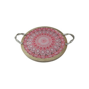 ถาดเสิร์ฟไม้แจ็คการ์ดทรงเรขาคณิตทรงกลมเป็นมิตรกับสิ่งแวดล้อมปรับแต่งได้ - Product Image 2