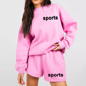 เสื้อวอร์มสั้นพิมพ์ลายตัวอักษรขนาดใหญ่สำหรับผู้หญิงชุดออกกำลังกาย - Product Image 3