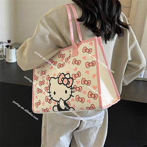 Borsa da Viaggio Weekender Grande Capacità con Motivo Personalizzato Stampa Rosa KT Cat Hello Borsa Scuola Borsa a Mano per Bambini Borse Tote in Tela - Product Image 5
