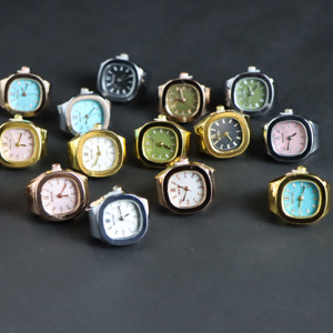 Anelli Orologio Placcati Oro all'Ingrosso con Reale Orologio Digitale Minimalista, Quadrante Semplice, Mini Anelli Orologio da Dito Rotondi e Ovali in Argento - Product Image 2