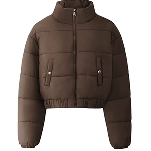 Chaqueta exterior personalizada recortada Puff Chaqueta estilo Mujer con bolsillos laterales abajo chaquetas abrigo suelto invierno Mujer - Product Image 1