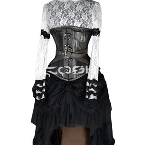 ชุดคอร์เซ็ทหนังสีดำแบบเซ็กซี่สไตล์เฟติช พร้อมเข็มขัดแบบมีหัวเข็มขัดและตัวล็อคด้านหน้า - Product Image 3