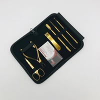Kits d'Outils Professionnels pour Manucure Pédicure en Acier Inoxydable Plaqué Or avec Logo Personnalisé, Durables (Poussoir, Coupe-Ongles, Ciseaux)