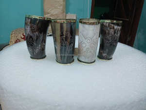 Noorbaba haute qualité personnalisé gravé boussole thir marteau Viking corne tasse en Style animal artisanat naturel décoratif - Product Image 4