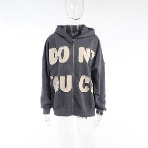 เสื้อฮู้ดดี้โอเวอร์ไซส์แบบยูนิเซ็กซ์ ดีไซน์เฉพาะตัว เป็นมิตรกับสิ่งแวดล้อม ตัดเย็บอย่างลงตัว ซิปแบบเรียบ ผ้าฝ้าย 100% ซักฟอกด้วยกรด ตกแต่งด้วยเทคนิคแอพพลิเคชั่นดิสชาร์จ - Product Image 4