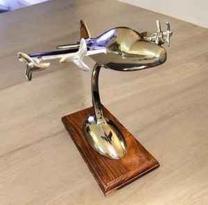 Arte Deco Aereo Scrivania Scaffale Modello Cuatro Hélices Avión Metal Escultura Plata Decorativa Hecho de Aluminio - Product Image 2