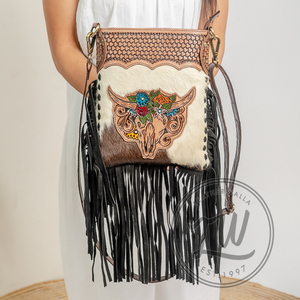 LW 2024 Vintage Bohemian Cow Hide Leather Women's Handmade <b>Sling</b> <b>Shoulder</b> Bag Single Strap for Autumn and Winter - Product Image 5