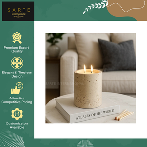 Porte-bougie en pierre de travertin naturelle fait à la main de haute qualité, résistant à la chaleur, écologique, personnalisable, Noël - Product Image 5