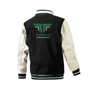 Chaqueta de bombardero universitaria con mangas personalizadas, parche bordado estampado, moto de lana de piel de oveja para hombres y mujeres - Product Image 3