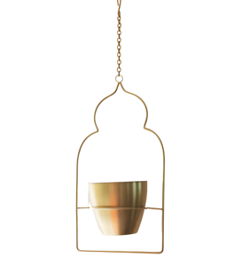 Venta al por mayor maceta colgante de metal dorado con soporte para jardín al aire libre diseño de maceta a un precio económico para uso doméstico - Product Image 1