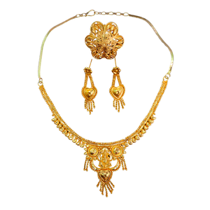 Nouvel arrivage Collier Boucles d'oreilles Bague sertie d'un ensemble de bijoux de style luxe plaqué or 22 carats à vendre par les exportateurs - Product Image 1