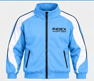 Chándal Azul para Hombre INDEX, Estilo Deportivo con Cierre Completo y Rayas Blancas, Corte Regular, Ropa de Otoño, Poliéster Transpirable - Product Image 5
