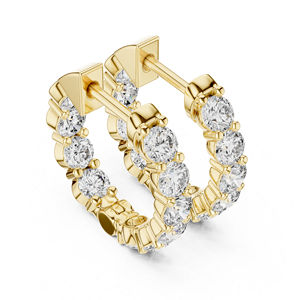 Pendientes Redondos de Diamantes en Oro Amarillo de 14K para Mujer, Joyería Nupcial de Lujo, Certificada, Regalo de Aniversario de Bodas, Joyería Elegante - Product Image 2
