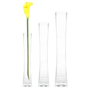 VXV0422 - Unique <b>Square</b> Concave Glass <b>Vase</b> - 4 x 22 - Product Image 5