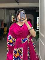 Ensemble Festive Rayon Lehenga avec un superbe style de 6 mètres, Gota Patti Work et une élégante finition en dentelle cauri
