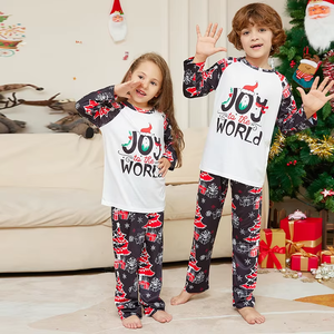 Pyjama de Noël pour la famille de grande taille Pyjama rouge à manches longues pour l'hiver 2 pièces Pyjama assorti Survêtements Ensemble de matériel 100% coton - Product Image 4