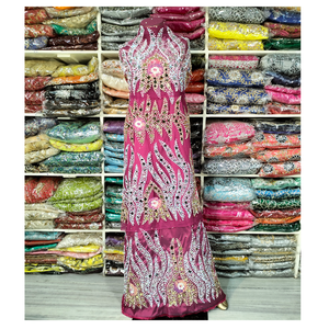 Luxe VIP fait à la main robe de mariée nigériane pure soie George Wrapper lourd perlé paillettes pierre perles pour printemps/automne/hiver - Product Image 1