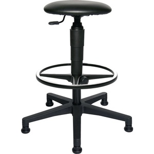 TOPSTAR Adjustable <b>Swivel</b> Stool Faux Leather Upholstery in Black Seat Height 540-800 mm with Glides - Product Image 1
