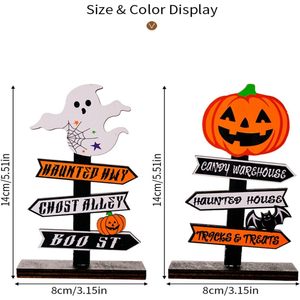 Set di decorazioni per feste di Halloween lettere di zucca in legno albero Ghost Stand zucca cappello magico porta appendiabiti - Product Image 5