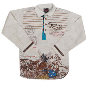 Chemise décontractée à manches longues pour garçons - Beige - Product Image 3