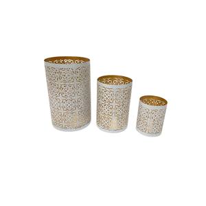 Juego de candelabros votivos de oro negro vintage 3 candelabros de mesa de metal con velas de pilar para ocasiones navideñas - Product Image 2