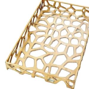 Top Selling Metal Designing <b>Tray</b> Brass and Glass <b>Table</b> Ware <b>Decorative</b> Fast Food Tea and <b>Coffee</b> Serving <b>Trays</b> and Platters - Product Image 1