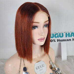 Vente en gros 100% brut vietnamien Ombre gingembre couleur os droit 8 10 pouces Bob perruque perruques de cheveux humains Double dessiné vendeur - Product Image 2