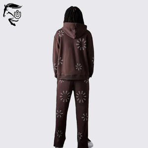 Ensemble de pantalons de survêtement zippés de qualité supérieure pour hommes Survêtements à capuche d'hiver avec polaire en coton lourd et sérigraphie - Product Image 2