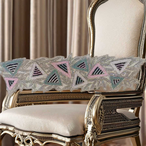 Premium Indian Hand Beaded Gold Lace Trim Exquisito Applique Border para Fashion Bridalwear - Product Image 3