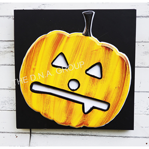 Venta al por mayor de calabaza de madera decoración del hogar caras de calabaza de miedo con luces de fiesta estilo rústico Hallow Een Happy All Saints' Eve - Product Image 6