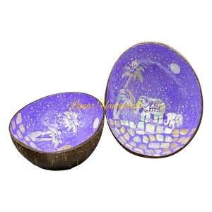 Bols en coquille de noix de coco faits à la main écologiques Bol d'exportation décoré naturel en vrac - Product Image 3