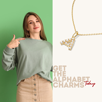 Vente flash - Pendentif en or 14 carats personnalisable avec initiale, alphabet, perle, lettre - Design unique pour enfants - Bijoux tendance