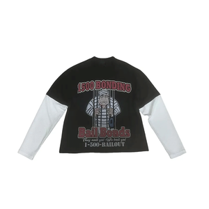 T-shirt imprimé à manches longues Double couche avec logo personnalisé de haute qualité 100% coton T-shirt pour hommes de Style tendance lourd - Product Image 3