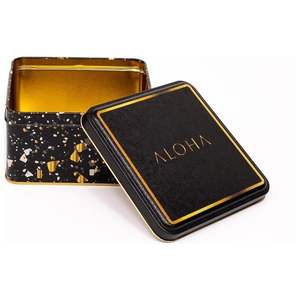 2.2L Terrazzo Black Slip Lid Storage Caja de metal 158x158x87mm Square 2.2L Capacidad - Product Image 2