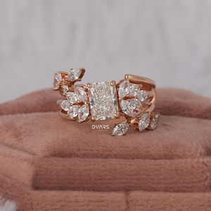 Bague en diamant de laboratoire taille radiant, plaquée or rose 14 carats, fiançailles, or massif 18 carats, clarté VVS, couleur F, certifiée IGI - Product Image 1