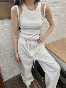 Logo personnalisé grande taille femmes débardeur couleur unie tricoté coton tissu Slim Fit blanc débardeur respirant débardeur porter - Product Image 4